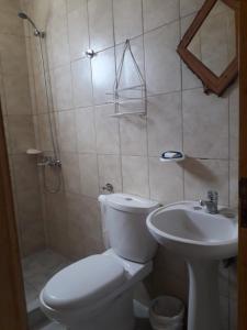 a bathroom with a toilet and a sink at La Casa de Doña Adela in Eugenio Bustos +15 photos