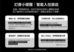 a set of four signs with writing in chinese at Taitung Knock Knock Smart Stay in Taitung City