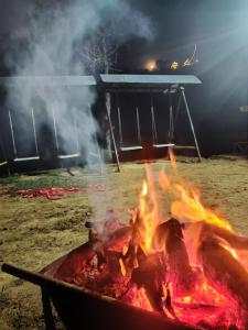 PanaotiBalthali Heritage Inn的晚上，海滩上的烧烤架上燃起的火 更多20张照片