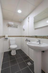un baño con inodoro y lavabo en E Lim Hotel, en Zhongli