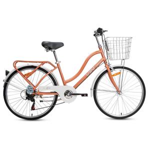 Una bicicleta naranja con una cesta encima. en Hue Loving Home & Cafe, en Hue