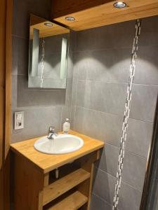 a bathroom with a sink and a mirror at Le Cosy - Appartement in Les Gets