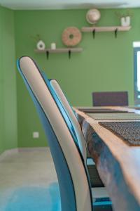 a close up of a table in a room at Le gîte de la Bonne Amie in Coubon