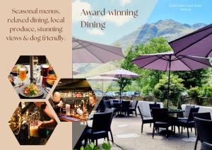 a collage of photos of people sitting at a table with an umbrella at Buttermere Court Hotel in Buttermere