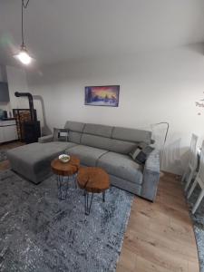 una sala de estar con un sofá y una mesa en Apartman Afano, en Jahorina