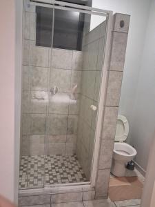 een douchecabine in een badkamer met een toilet bij TripleM comfort zone in Windhoek