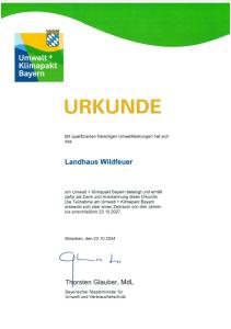Certifikát, hodnocení, plakát nebo jiný dokument vystavený v ubytování Ferienhaus Wildfeuer