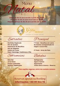 a menu for a menu board at a restaurant at Golden Mirror in Lamego