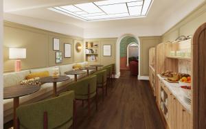 a dining room with tables and green chairs at Maison du Lierre Bordeaux Centre ville in Bordeaux +26 photos