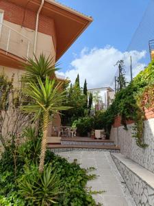 a house with a palm tree in the yard at The Brushstroke Of Mágina in Bedmar
