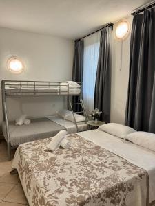 a room with two bunk beds and a window at Aparthotel Dergano 2 near metro stop in Milan +15 photos