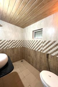 奇克马格尔Jungle Greens Homestay - Water Activities, Near to Jungle Safari的带马桶、水槽和窗户的浴室