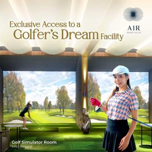 an image of a woman playing golf at an atir at Antara Genting by Enigma in Genting Highlands