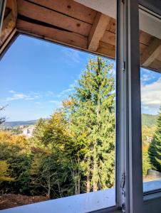 ein Fenster mit Blick auf einen Baum in der Unterkunft Kopaonička priča in Kopaonik + 53 Fotos