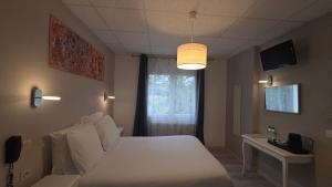 Un televizor și/sau centru de divertisment la Hôtel Restaurant Mas Le Châtelet