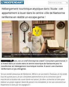 a page of a website with a person holding a clock at Les Trésors de Narbonne - Escape Room - Cathédrale in Narbonne