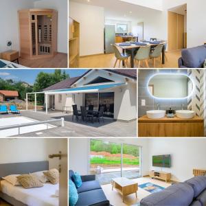 a collage of photos of a house at Ma bonne étoile in Anould