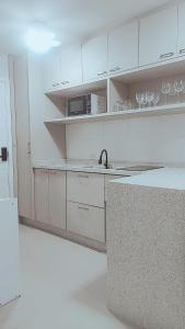 Kuchyň nebo kuchyňský kout v ubytování Apart Inteiro - Centro - Valor para 2 hóspedes - Colchão com Massageador - Crianças Gratis - Até 4 Pessoas - Próx Shopping Estação