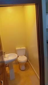 ラゴスにあるMajestic Homesの白いトイレと洗面台のあるバスルーム