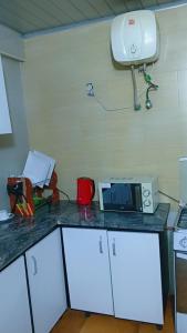 ラゴスにあるMajestic Homesの電子レンジ付きのカウンタートップを備えたキッチン