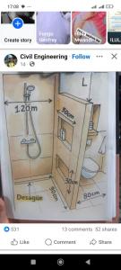 een afbeelding van een diagram van een badkamer bij P plus lodge in Iringa