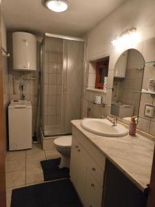 SučanyにあるUbytovanie Hrabinyの洗面台とトイレ付きのバスルーム +12枚の写真