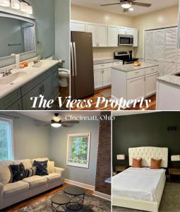 Un collage de una cocina y una sala de estar. en Family Home Minutes from Downtown Cincy, en Ludlow