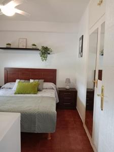 マルベーリャにあるHabitación 1 en piso compartido con acceso Zonas comunesのベッドルーム1室(ベッド1台、緑の枕付) +38枚の写真