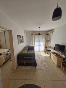 ein Wohnzimmer mit Sofa und Fernseher in der Unterkunft Francia Apartment in Rosario + 14 Fotos
