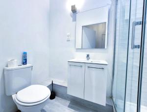 ランスにあるAstana - Concon confortable & Harmonieuxのトイレ、洗面台、シャワー付きのバスルーム