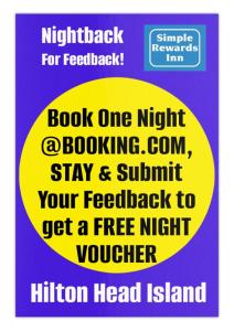 un cartel que dice reserva una noche un bookouringomniaomniaomniaomniaomniaomnia en Simple Rewards Inn, en Hilton Head Island