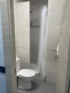 a bathroom with a toilet and a shower at CH Otello Rooms I - Madrid in Madrid