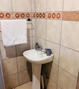a bathroom with a white sink and a towel at 54 River Logde in Mokopane +39 photos