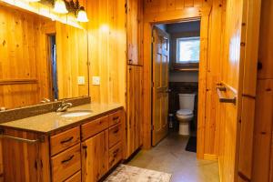 a bathroom with a sink and a toilet at Spruces at Pine Cone Lodge- Big Sand Lake in Park Rapids +43 photos