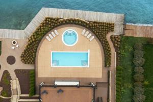 an overhead view of a building with a swimming pool at St. Clair Inn in St. Clair