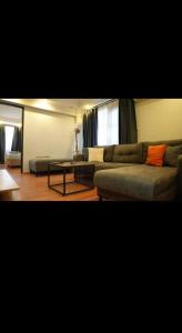 a living room with a couch and a table at Artan rezidans 519 in Konak