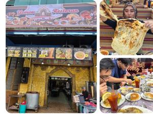a collage of pictures of a restaurant with food at ZZZ Sleep Mode Capsules- Larkin in Johor Bahru +32 photos