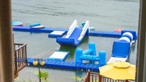 a row of water slides in the water at Gapyeong Rialto Pension in Gapyeong