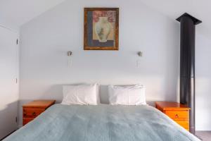 een slaapkamer met een bed en een schilderij aan de muur bij The Twins in Queenstown