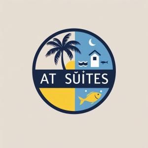 a logo for a resort with a fish and a house at At Suites in Maragogi