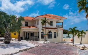 a house on the beach with palm trees at WaraWara Mini resort in Jan Thiel