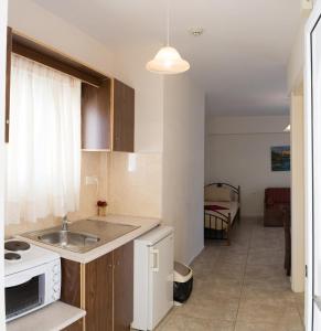 a small kitchen with a sink and a microwave at Vrokastro Apartments in Istro +37 photos