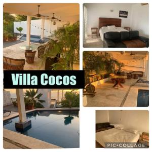un collage de fotos de un hotel con piscina en Cocos Camp, en Acapulco