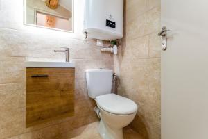 a bathroom with a toilet and a sink at Canto Cigalo Duplex 12 in Robion en Luberon +16 photos