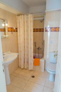 a bathroom with a sink and a toilet and a shower at Vrokastro Apartments in Istro