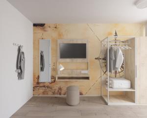 Ванная комната в Fairschlafen Boutique Hostel Zimmer 0-10 mit Terrasse