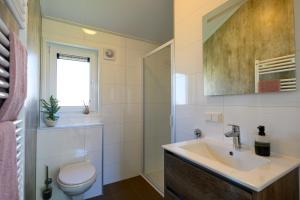 a bathroom with a sink and a toilet at Chalet Charleston 069 im Heide Resort in Brüggen