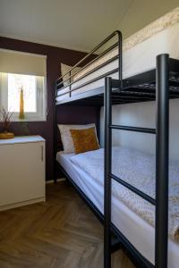 a bedroom with two bunk beds in a room at Chalet Charleston 069 im Heide Resort in Brüggen