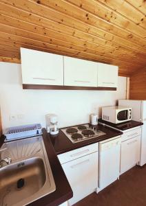 Dapur atau dapur kecil di Cottages du Lac de Miel