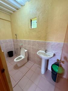 ein Badezimmer mit Toilette und Waschbecken in der Unterkunft JJL pension house in Siquijor